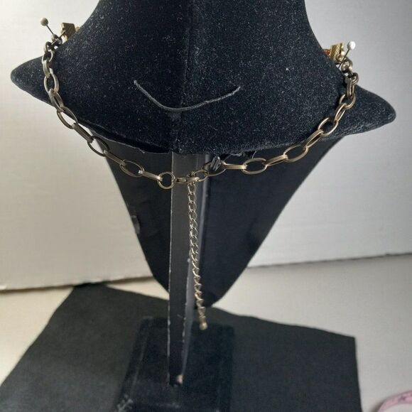 AJS Design Studio Antiqued Bronze Braided Beads/Floral Accents Necklace Choker - Picture 2 of 7